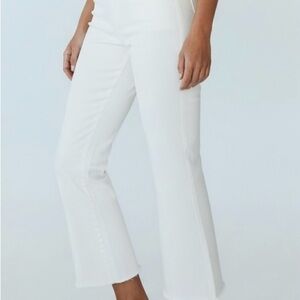 Lysse White Cropped Pants – Small – Frayed Hem